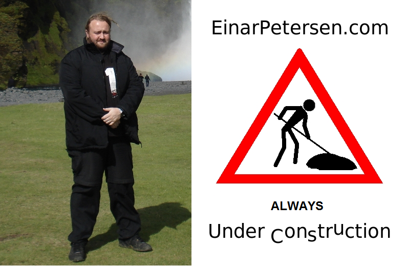 Einar Petersen with a construction sign
